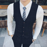High quality suit vest men fashion wedding dress vest plaid formal business attire slim wed waistcoat korean sleeveless gilet