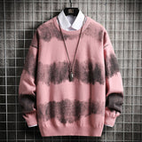 Foesce Oversized Mens Knitted Sweater Striped Gradient Sweaters Jumper Pullover Hip Hop Harajuku Black Sweater Men