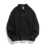 Mens Polo Collar Sweatshirt Men  Cotton Sweatshirts Oversized Korean Streetwear Casual Black Golf Jersey Men