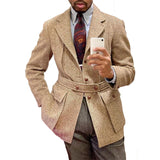 Foesce Smart Casual Men Tuxedos Custom Made Handsome With Belt Blazer Business Wedding Party Groom Suit Coat 1 Piece
