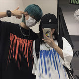 Summer Korean short-sleeved T-shirt men women trend dark love couple loose large size tees all-match high street gothic shirts