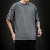 Foesce New Summer Men's T Shirt Fashion Solid T Shirt Mens Oversized Hip Hop Short Sleeve Casual Cotton Mens Streetwear Top Tees