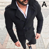 Foesce New Jacket Men's Fashion Slim Fit Long Sleeve Suit Top Windbreaker Trench Coat Men Autumn Winter Warm Button Coat