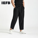 Japanese Streetwear Fashion Pleated Men's Casual Pants New Loose fitHigh Elastic Straight Pants For Summer