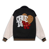 Foesce -NEW American style love Embroidered Baseball Jacket men's Street trend contrast color stitching loose stand collar jacket