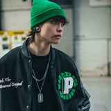 BiggOrange Hip Hop Baseball Jacket Men Furry Letter Leather Sleeve College Style Streetwear Harajuku Bomber Jacket Coat Unisex