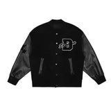 Foesce Letter Embroidery Woman Jacket Retro Street Stitching Coat Women Loose Casual Hit Color Baseball Uniform Women Jackets Clothes