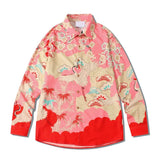 Dark Icon Red Crane Men's Shirt Long Sleeve Turn-down Collar Shirts for Men