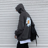 Foesce Mens Hoodies Autumn Winter Floral Print Fleece Hooded Sweatshirts Men Harajuku Thicken Warm Coats Plus Size Pullovers