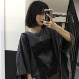 Summer Korean short-sleeved T-shirt men women trend dark love couple loose large size tees all-match high street gothic shirts