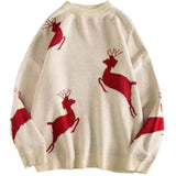 Men Sweater Oversize Autumn Winter Couples Loose Casual Cartoon Deer New Year Sweater Pullover Japanese Vintage Daily Knitted