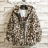 Autumn Leopard Jacket Men And Women Soft Loose Outerwear Fashion Street Zipper Hooded Coat Clothing Male Female Plus Size 4XL