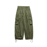 Foesce Multi-Pocket Cargo Pants Men's Casual Solid Colour Straight Pants Baggy Wide-leg Cropped Pants Men Ankle-length Pants