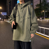 Men Hooded Cargo Jackets Vintage Multi-pockets Harajuku Military Oversize Couples Outwear Hip-pop Streetwear Autumn Clothes Male