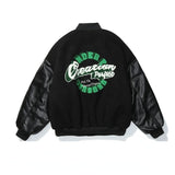 BiggOrange Hip Hop Baseball Jacket Men Furry Letter Leather Sleeve College Style Streetwear Harajuku Bomber Jacket Coat Unisex