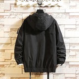 Men Hooded Jackets Spring Causal Windbreaker Men Jackets Coats Zipper Ribbons Sportswear Jackets Bomber Male