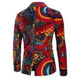 Fashion Men Slim fit Casual Blazers Men Nation Style 3D Flower Printed Long Sleeve Mens Suits Casual Lapel Party Club Tuxedo