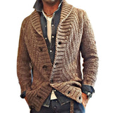 Men's Winter Sweater Oversize Thicken Jacquard Knitted High Street Cardigan Turn-down Collar Casual Loose Knitwear Tops