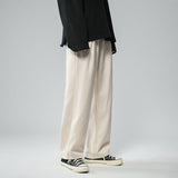 Foesce Summer Thin Casual Pants Men's Fashion Black Apricot Wide-leg Pants Men Loose Breathable Ice Silk Pants Mens Trousers S-5XL