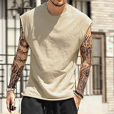 Foesce Oversized T Shirt Summer Men T-Shirt Fashion Crew Neck Sleeveless  T-Shirts Men Hip Hop Basic Male Vintage Vest Tops Tees Shirts