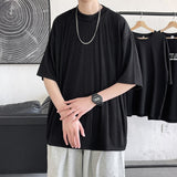 Summer Pleated T-shirt Men Fashion Oversized Casual Short-sleeved T Shirt Men Streetwear Korean Loose Hip-hop Tshirt Mens Tops