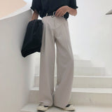 Foesce -Autumn New Wide-leg Mop Pants For Men Korean Streetwear Fashion Loose Straight High Rise Pants Casual Trousers