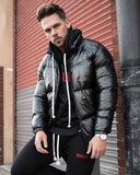 Fashion Winter New Warm Cotton Jacket Muscle Hooded Zipper Jacket Men's Casual Loose Cotton Jacket Coat