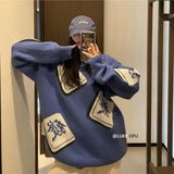Couples knit Sweater Autumn Winter Korean Fashion High Street Mahjong Jacquard Pullover Gothic Harajuku Loose Casual Tops