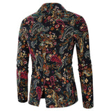Fashion Men Slim fit Casual Blazers Men Nation Style 3D Flower Printed Long Sleeve Mens Suits Casual Lapel Party Club Tuxedo