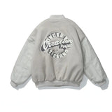 BiggOrange Hip Hop Baseball Jacket Men Furry Letter Leather Sleeve College Style Streetwear Harajuku Bomber Jacket Coat Unisex