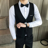 Men's suit vest blue classic solid man dress vest korean slim fit business casual waist coat for men work men vests