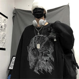Gothic Cat T Shirt Streetwear Punk Tshirt Harajuku Summer Tops Spring Long Sleeve Couple Cool Ulzzang Loose Japan T-Shirt Male