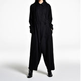 Men's spring and autumn wide leg pants overalls loose men's casual pants large size suspenders Japanese