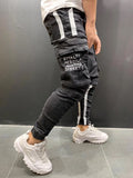 Men's Skinny ripped jeans men Pants Pencil Biker Side Striped Jeans Destroyed Hole Hip Hop Slim Fit Man Stretchy Jean Print