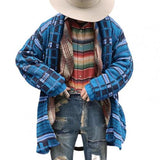 Foesce Plus Size Knitted Long Sleeve Men Casual Loose Cardigan Autumn Winter Open Front Plaid Printed Cardigan Sweater Outerwear