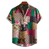Mens Vintage Floral Shirts and Shorts 2 Pieces Suit Vacation Outfits Sets Casual Button Down Beach Hawaiian Shirt Suits Men XXL