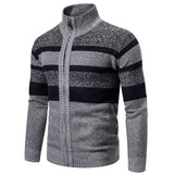 Foesce New Autumn Winter Cardigan Men Sweaters Jackets Coats Fashion Striped Knitted Cardigan Slim Fit Sweaters Coat Mens Clothing