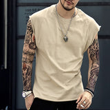 Foesce Oversized T Shirt Summer Men T-Shirt Fashion Crew Neck Sleeveless  T-Shirts Men Hip Hop Basic Male Vintage Vest Tops Tees Shirts