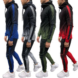 Men Fall 2pcs Turtleneck Gradual Change Color Tracksuit Set Hoodie Top High Waist Bottoms Joggers Gym Plain Zip Pockets Slim Fit