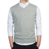 Cotton Pullovers Vest Mens Sweater Autumn V Neck Slim Sweaters Vest Men's Warm Sleeveless Sweater Slim Style Casual M-3xl