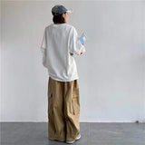 Foesce Streetwear Loose Casual Pants Large Pocket Wide Leg Pants Overalls Retro Super Military Oversized Sweatpants Fashion Trousers