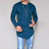 HOT  Autumn Casual Men T-Shirt Solid Color Long Sleeve Slim Fit T Shirt Man Casual T Shirts New Fashion Brand Men Clothes