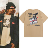 Catcus Jack Cacti Graffiti Print Short Sleeve Mens Tshirts Round Neck Cotton Streetwear Retro Oversized Casual Top Tees