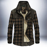 Winter Jacket Men Fleece Warm Jacket Shirts Coat Pure Cotton Plaid Hooded Jackets Coats Single Breasted chaquetas hombre M-XXXL