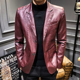 Foesce New Slim Causal PU Leather Jacket Coat Men Spring Motorcycle Korean Fashion Mens Streetwear Blazers Youth Bomber Jackets