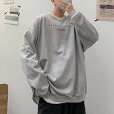 Foesce  Men Sweatshirts Harajuku Vintage Fleece Letter Print Casual Hoodies Fashion Basic Man O Neck Pullovers Korean Clothing