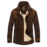 Winter Jacket Men Fleece Warm Jacket Shirts Coat Pure Cotton Plaid Hooded Jackets Coats Single Breasted chaquetas hombre M-XXXL
