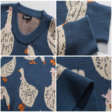 Men Hip Hop Knitted Jumper Sweaters Swan Printed Streetwear Harajuku Autumn Oversize Hipster Casual Pullovers pull homme