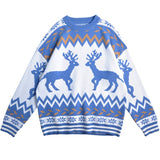 Men Sweater Oversize Autumn Winter Couples Loose Casual Cartoon Deer New Year Sweater Pullover Japanese Vintage Daily Knitted