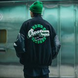 BiggOrange Hip Hop Baseball Jacket Men Furry Letter Leather Sleeve College Style Streetwear Harajuku Bomber Jacket Coat Unisex